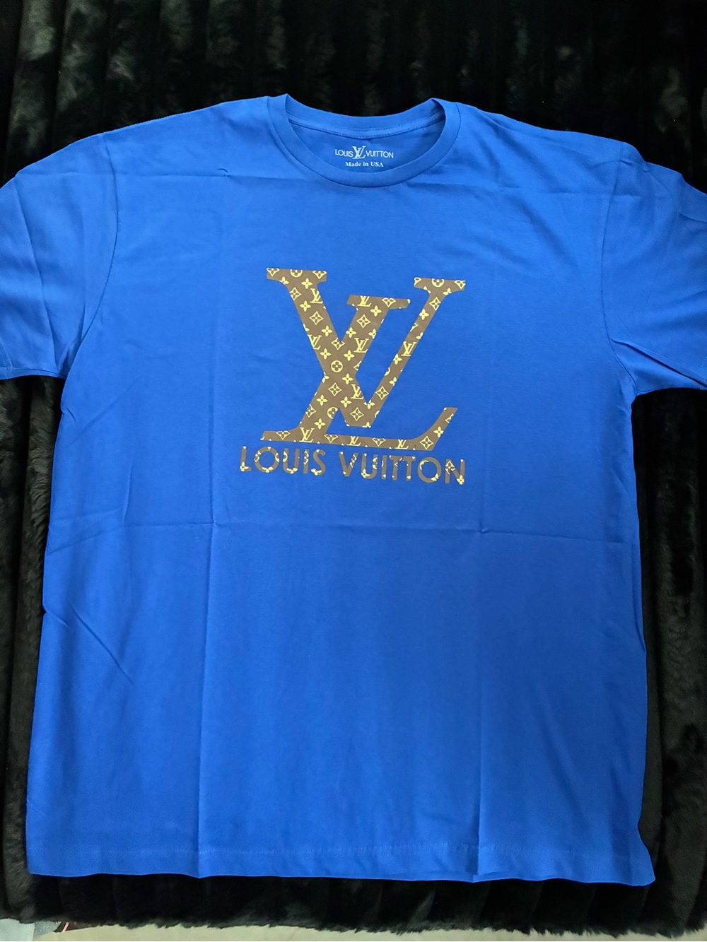 New Men’s Luxury Graphic Designer T-shirt Blue Size XL